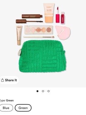 ULTA Green Textured Cosmetic Pouch (includes all makeup)